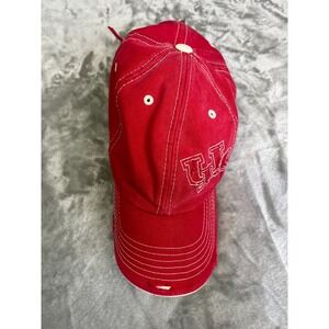 U of H Cougars Red Top of the World Distressed Logo Mesh Adjust Baseball Cap